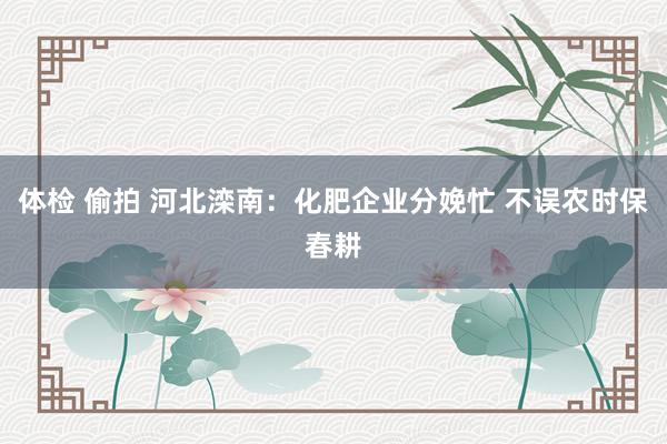 体检 偷拍 河北滦南：化肥企业分娩忙 不误农时保春耕