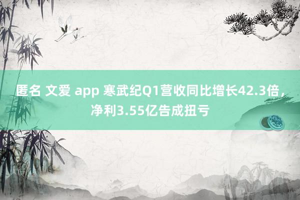 匿名 文爱 app 寒武纪Q1营收同比增长42.3倍，净利3.55亿告成扭亏