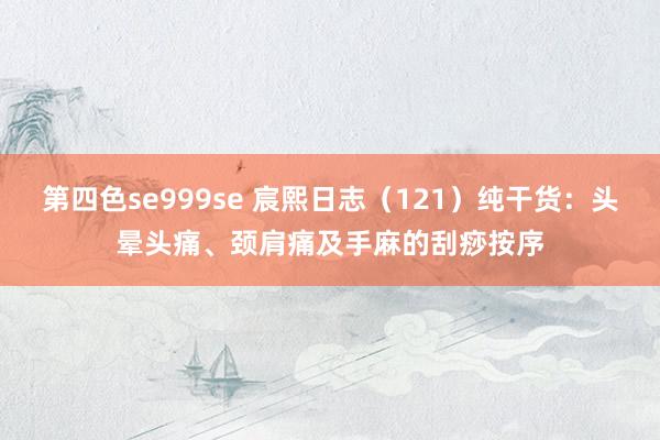 第四色se999se 宸熙日志（121）纯干货：头晕头痛、颈肩痛及手麻的刮痧按序