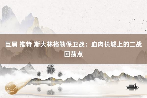 巨屌 推特 斯大林格勒保卫战：血肉长城上的二战回荡点